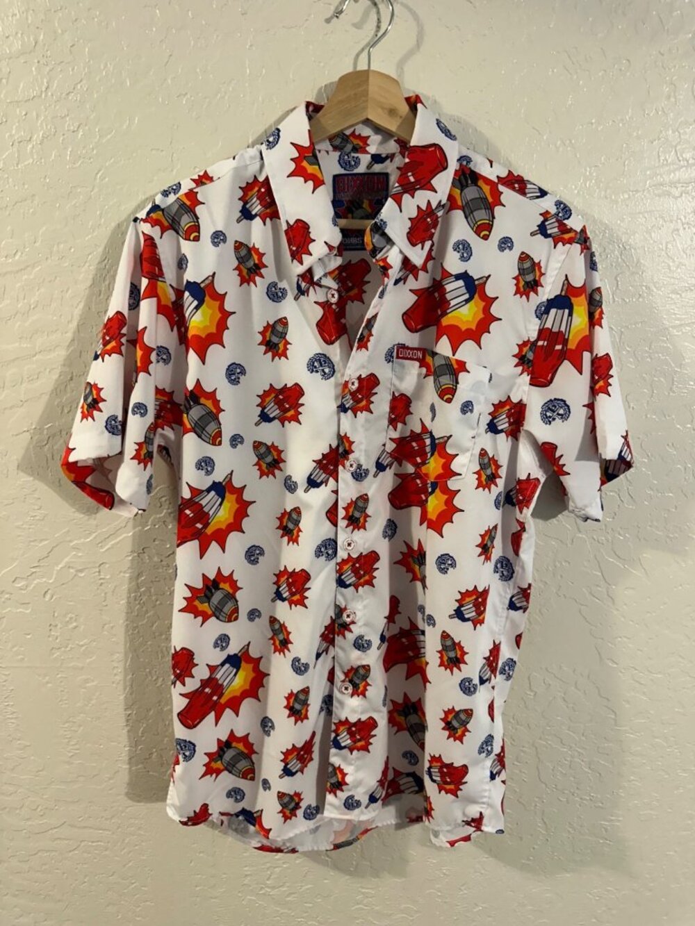 Dixxon Bombs Away Bomb Pop Summer Button Up Collared Short Sleeve Shirt